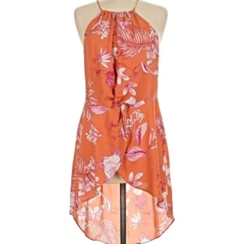 New York & Company Peach-Pink Floral Halter Top